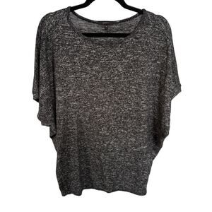 Quince Brushed Short Sleeve Lounge Tee Charcoal Gray Top Soft Slouchy Medium